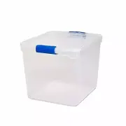 Plastic Storage, Modular Stackable Storage Bins with Blue Latching Handles, 31 Q