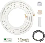 ICOOL 10 Ft. Mini Split Line Set, 1/4" & 3/8" O.D. Twin Copper Pipes, 3/8" Thickened PE Insulated Coil Copper Line for Air Conditioner HVAC Refrigeration and Heating Equipment, with Fittings