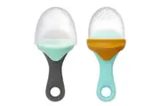 2pc Boon Pulp Silicone Feeder Fruit Vegetable Pacifier Baby 6m+ Mint Charcoal