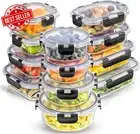 12 Pack Glass Food Storage Containers, Airtight, Leak Proof, Meal Prep