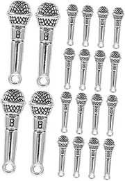 [SEWACC] Alloy Microphone Pendant Charms 20pcs Music Charm Diy Jewelry Supplies for Women