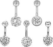 [DKDDSSS] 5 Pcs Belly Button Piercing, Belly Button Bars, Belly Bar Belly Bars, Belly Piercing, Belly Button Piercing Jewellery, Piercing Jewellery for Women, Belly Button Piercing Jewllery, One size,