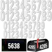 40 PCS Reflective Mailbox Numbers for Outside, White Mailbox Numbers Stickers Vinyl Waterproof Mailbox Decal Stick on Numbers Self Adhesive for Signs,Trucks, Address Number (3inch and 4inch, 0-9)