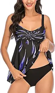 [BIKINX] Womens Tankini Swimsuit Plus Size Swimdress Tummy Control Two Piece Bathing Suit Swimwear
