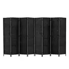 Room Divider 8 Panel Dividers Privacy Screen Rattan Wooden Stand Black