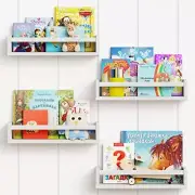 Floating Nursery Book Shelves for Wall Set of 4 Wall Bookshelf 16.5 Inch White