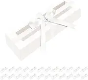 MALICPLUS 25 Pack Macaron Boxes for 6, 7.2×1.9×1.9 Inches, Macaron Packaging Boxes, White Macaron Boxes with Clear Window, Macaron Container Packaging Boxes with Ribbon