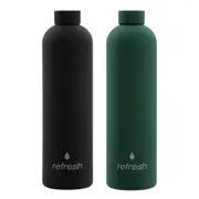 2x Lemon & Lime 1L SS Refresh Insulated Drinking Bottle Double Wall Assorted