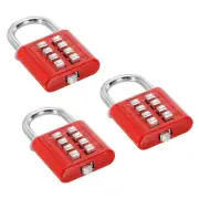 8 Digit Button Combination Padlock 3pack 4 Digit Locking Mechanism Lock Red