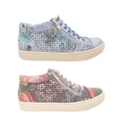 Step on Air Mimi Ladies Shoes Ankle Boots Floral Print Side Zips Comfort Flats