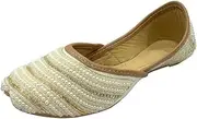 [Step n Style] Punjabi Jutti for Girls Mojaris Toddler/Little Kid/Big Kid Formal Beaded Ballerina Flat Slip on Juti Girls Dress Party Shoes