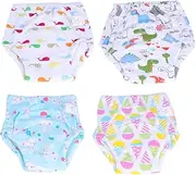[HAPINARY] Infant Training Pants Set Reusable 4pcs Cartoon Potty Training Pants Washable Gauze Diapers for Boys/girls