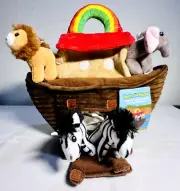 Noah's Ark Plush Playset – Ark, 2 Zebras, 2 Lions, 2 Elephants – New with Tags