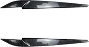mknvu Headlight Eyebrow Cover Trim Sticker,Fit For, X5 X6 F15 F16 2014-2018 Carbon Fiber Look Gloss Black Headlamp Eyelid Front Head Light Lamp Headlight Eyebrow Strips(Carbon Fiber Look)