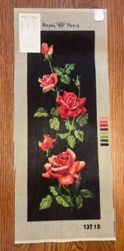 Vintage Roses Royal Paris Needlepoint Tapestry Canvas #13715 Rose Rouges