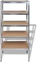 5-Tier Steel Storage Shelf with Zinc Coating & MDF Board - Heavy Duty Garage Shelving Unit for Home, Office, Workshop - Space Saving Bookcase & Standing Shelf