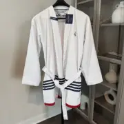 Brooks Brothers Nautical Blanket Stripe Turkish Cotton Belted Bathrobe OSFM NEW