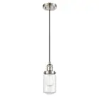 Innovations Dover 4.5" Mini Pendant, Amber/Satin/Schoolhouse - 201C-SN-G312