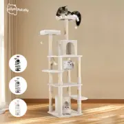 Petzly Cat Tree Tower Scratching Post Scratcher Condo 180cm Beige/Dark Grey/Grey