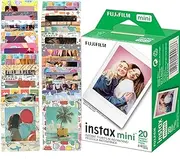 Fujifilm instax Mini Instant Film (20 Exposures) + 20 Sticker Frames for Fuji Instax Prints Travel Package