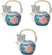 Set of 3 Arabesque Flowers with U No. 8 Earthen Bottle [6.1 x 4.9 inches (15.5 x 12.5 cm) 1,300 cc] | Arita Yaki Setomonohonpo