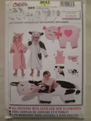 Burda 9643 Creativ Baby Accessories Pattern Cow Pig Rug Robe Washcloth Plush Toy