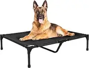 Elevated Dog Bed - Dog Cot with Chew Proof Mesh for Large Dogs, Waterproof Washable Raised Dog Bed, Portable Dog Bed for Outdoor Use, Black Dog Cots Beds(Large)