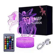Unicorn 3D Night Light for Kids Illusion Lamp Kids 16 Colors Changing Lamp Smart Touch Remote Control Party Supplies as Birthday Xmas Gift Idea for Girls Boys