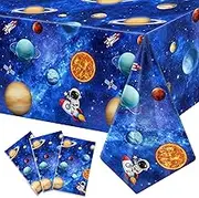 3 Pack Space Tablecloth Outer Space Themed Party Supplies Space Birthday Party Decorations Solar System Rectangle Plastic Table Cover Galaxy Planets Astronaut Party Decorations for Kids (54" X108")