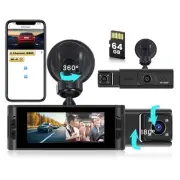 Dual Channel Dash Camera, Car Cam FHD 1080P Front and Inside Dash Cam with 64...
