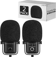 Geekria for Creators Foam Windscreen Compatible with Elgato Wave:1, Wave:3 Microphone Antipop Foam Cover, Mic Wind Cover, Sponge Foam Filter (Black 2 Pack)