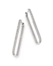 Bloomingdale's Fine Collection Diamond Geometric Hoop Earrings in 14K White Gold, 1.0 tcw