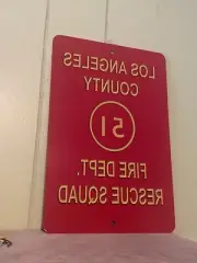 Special REVERSE IMAGE use behind mirror LA County Squad 51 metal sign