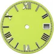 [WUYONGSI] 1pc 28.5mm Enamel Roman Numeral Black Blue Green Red Sterile Watch Dial Fit NH35/NH36/4R/7S Movement Calendar Window(Yellow)