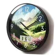Digital Large Display Silent Wall Clock with Temperature Date 12inch Pink