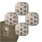Decorative LED Night Light, Brushed Nickel Flower Design, Plug-in, Dusk to