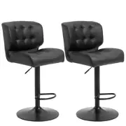 HOMCOM Bar Stool w/ Thick Padded Cushion Seat 19.75" Foot Rest Black (2-Stools)