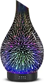 Essential Oil Diffuser 120ML Aroma Ultrasonic Humidifier with Handmade Glass BPA Free Waterless Auto-Off Timer Setting for Home Yoga Office