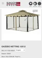 10-ft x 12-ft Gazebo Netting Replacement, Sunjoy 4-Panel Brown With Clips