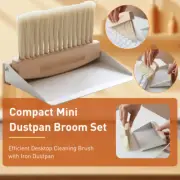 Portable Mini White Broom and Brush with Dustpan for Car Desk Keyboard Cleaning