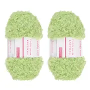 2pcs Fur Yarn Polyester Yarn Fluffy Chunky Yarn Green for Crocheting,50m