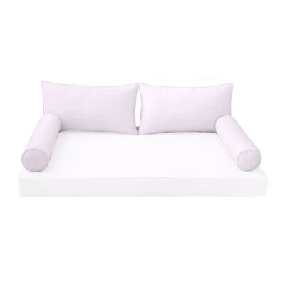 *COVER ONLY*-Style 2 Outdoor Bolster Back Pillow Slipcover Piped Trim Twin-AD107