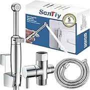 SonTiy Brass Handheld Bidet Sprayer for Toilet, Cloth Diaper Toilet Sprayer Bidet Attachment with Backflow Preventer, Chrome, 5-Year Warranty