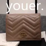 二手精品 GUCCI GG MARMONT CARD CASE 票卡夾 短夾 卡其色 466492