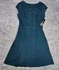 Sharagano Dress Women's 8 Teal Blue Stretch Polyester Spandex Rayon Textured