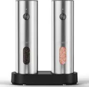 Electric Salt and Pepper Grinder Set with Rechargeable Base - Upgraded Large Cap
