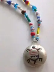 Native American HANDMADE signed Sterling Silver & Beads Turtle Totem Necklace