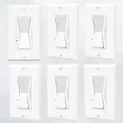 Dimmer Light Switch 3-Way Neutral Wire LED CFL Not Required with Plate ETL 6Pack