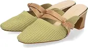 ORiental TRaffic(オリエンタルトラフィック) 411120 Women's Mule Pumps, Knit Heels, Square Toe, Easy to Walk