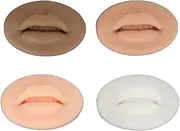 3D Silicone Lips, 4 Pcs Realistic Lip Practice Module for Lip Tattooing, Makeup Practice, Teaching Tool Model, Open Mouth Soft Silicone Lips Model Fake Lips